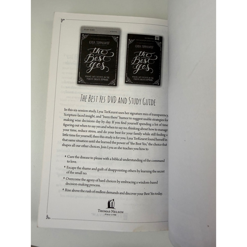 The Best Yes Lysa TerKeurst Paperback Christian Life Women Issues 9781400205851 - Picture 5 of 7